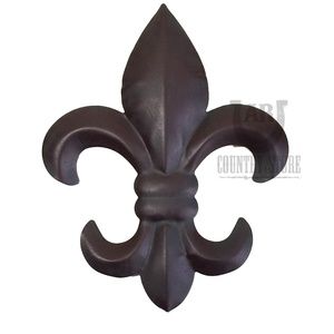 8 inch Brown Metal Tin FLEUR DE LIS Wall  PLAQUE